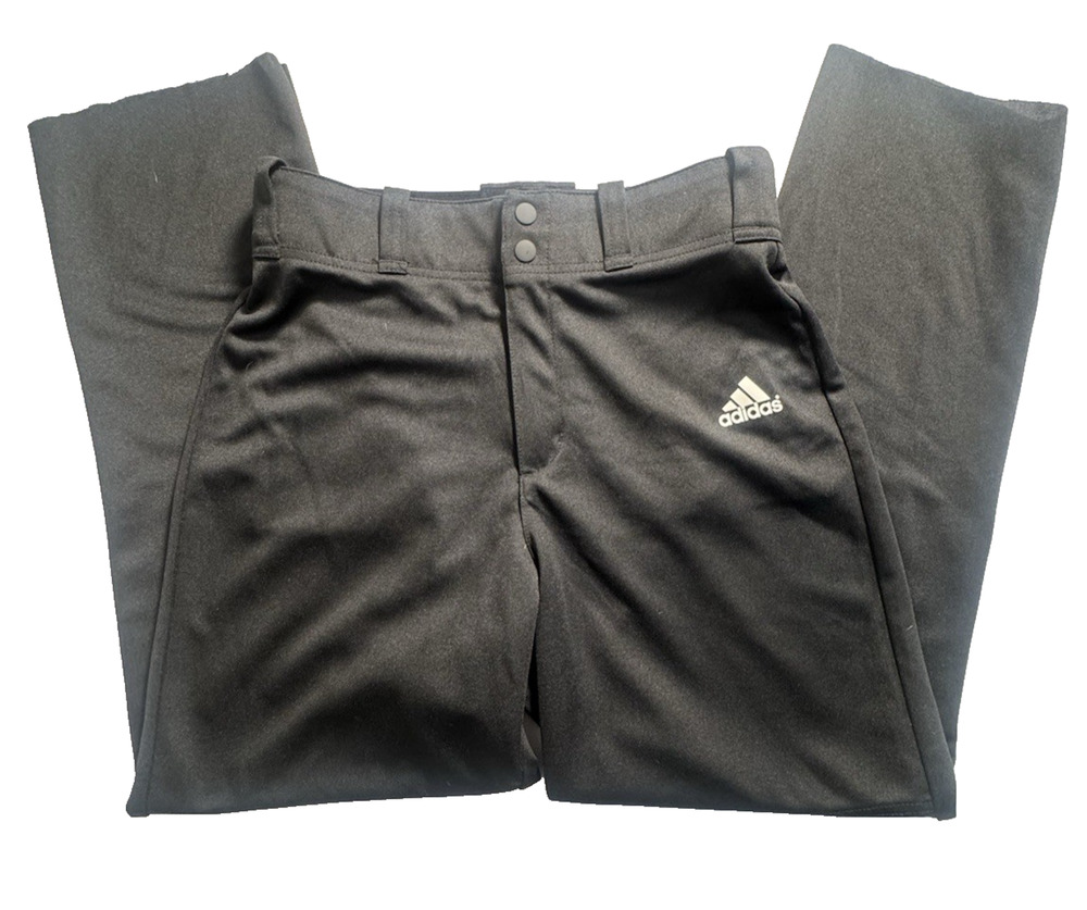 Adidas Aeroready Youth Baseball Pants Black Size Small Elastic Waist Open Hem